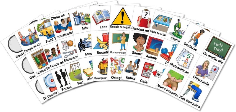 SchKIDules Visual Schedules for Kids 87Pc Education Collection for Classroom Supports & Homeschool Organization: 66 School-Themed Picture Magnets +21 Headings for Preschool, Special Ed (Spanish) - Image 2